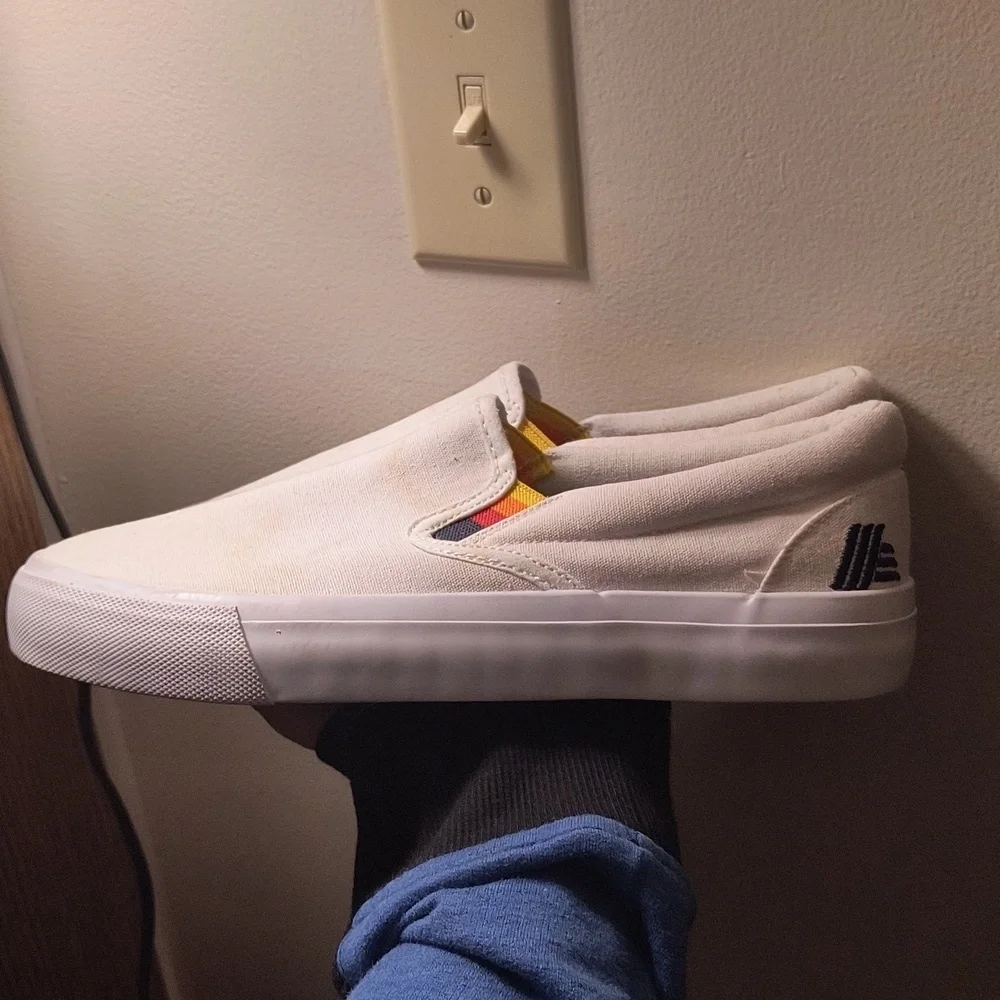Aldi Gear White Slip-On Sneakers with Colorful Accent